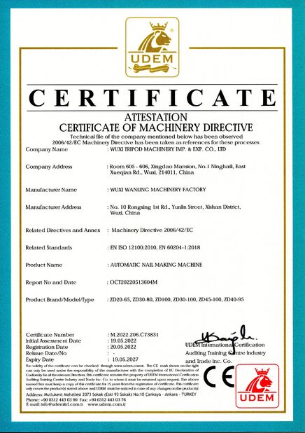 China Wuxi Tripod Machinery Imp. & Exp. Co., Ltd. zertifizierungen