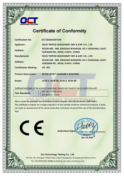 China Wuxi Tripod Machinery Imp. & Exp. Co., Ltd. zertifizierungen